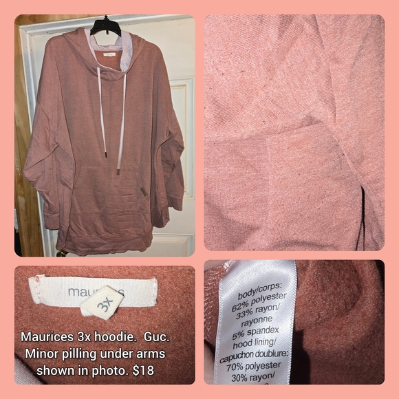 Maurices Tops - Maurices Dusty Pink Hoodie 3X